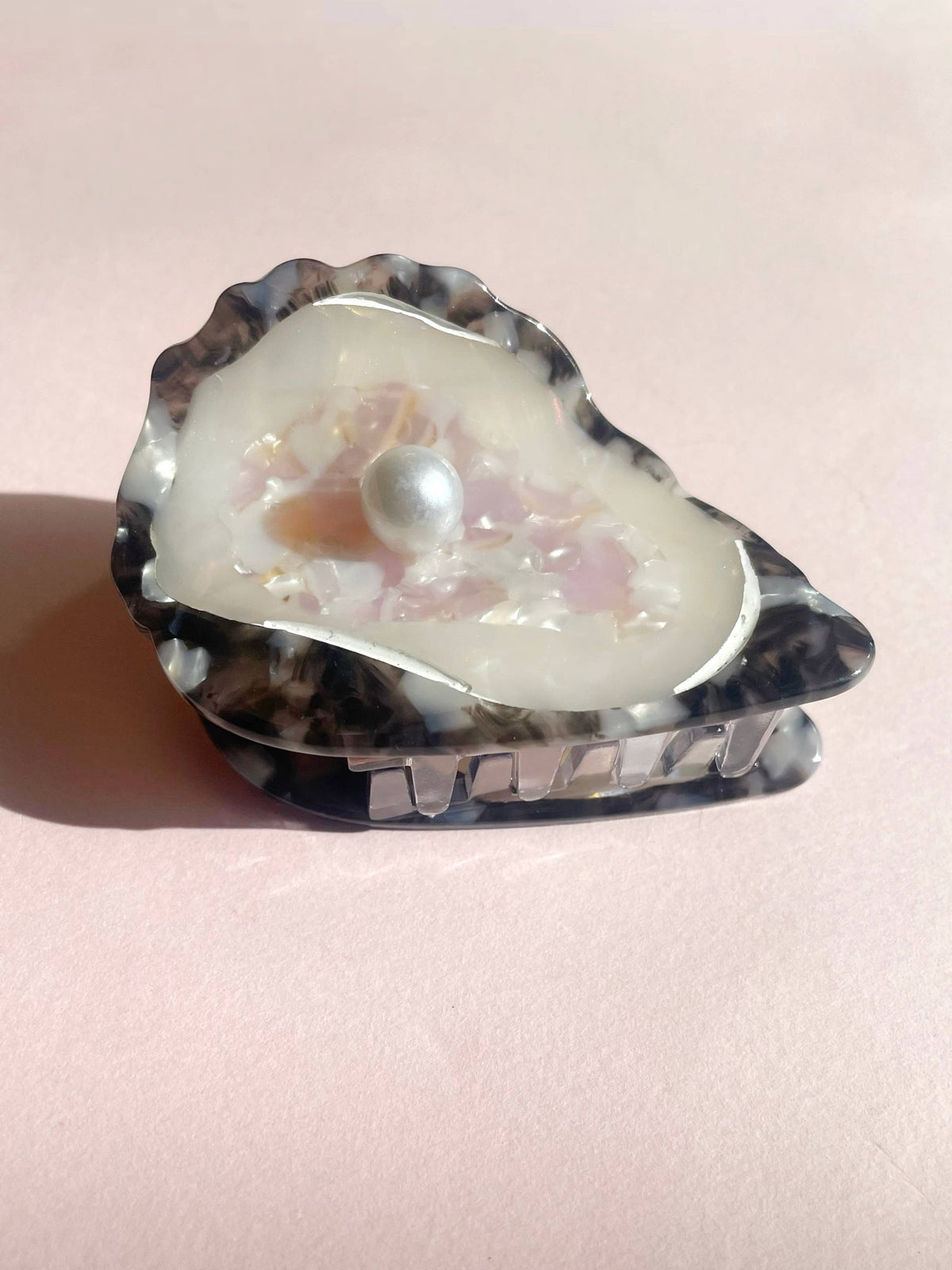 Oyster Claw Clip - Cellulose Acetate with Pearl detail