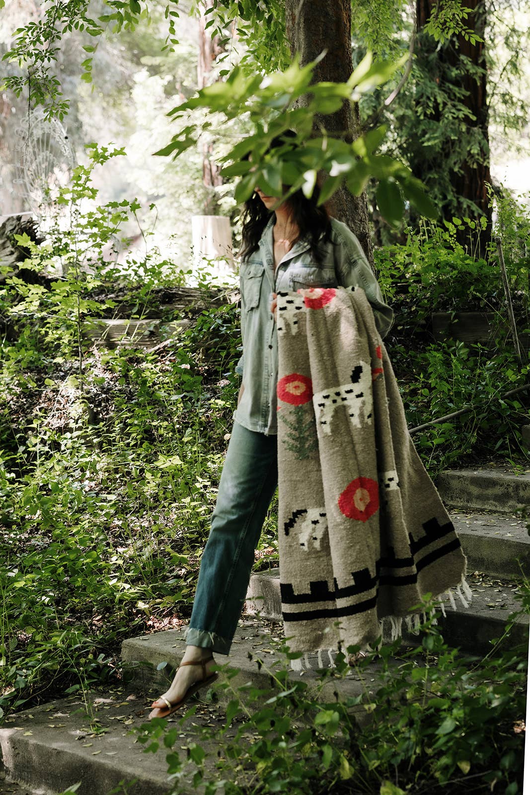 Poppies 'n Ponies (Dusky Pink Rose) // Handwoven Blanket