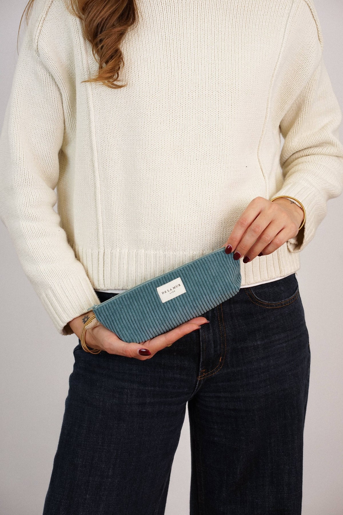 Corduroy Pencil Case – Teal (Jade)