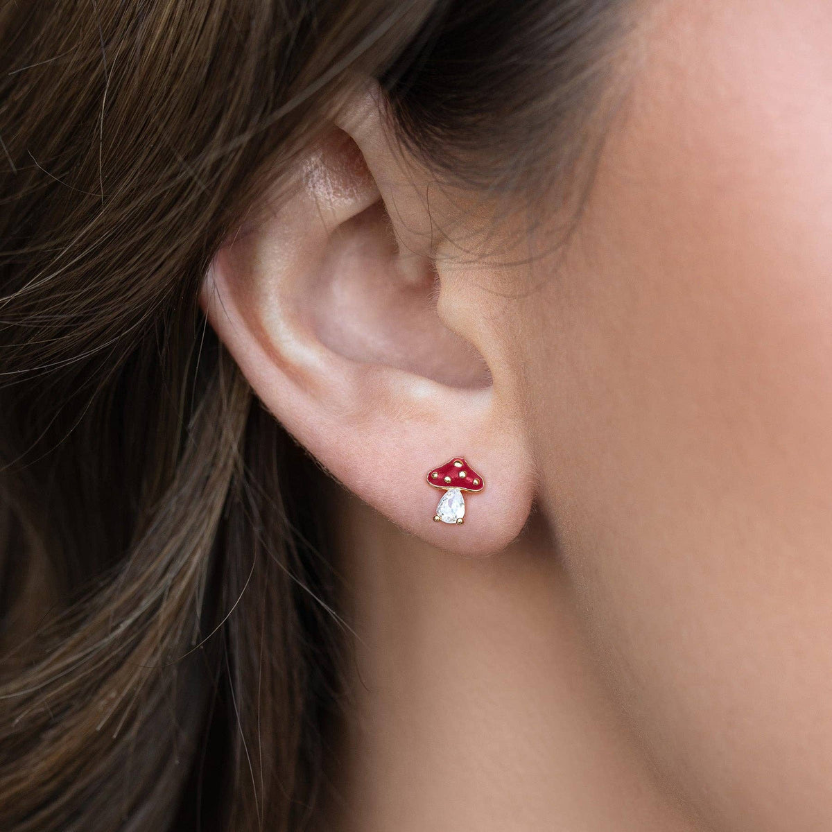 Magical Mushroom Studs: sold SINGLE Gold