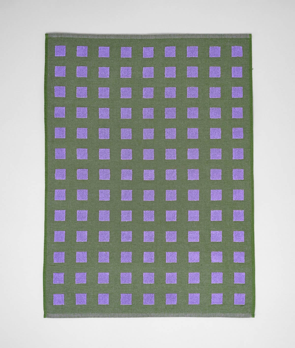 'Squares Olive/Lilac' Cotton Tea Towel