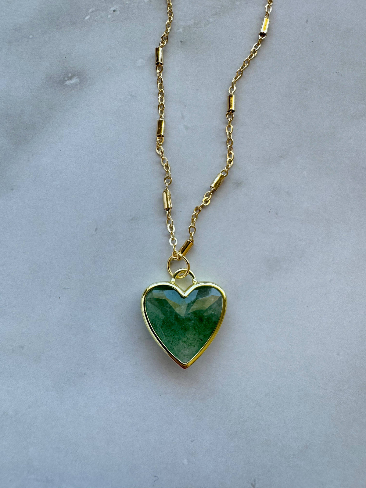 Jalsa Necklace: Aventurine Green Heart