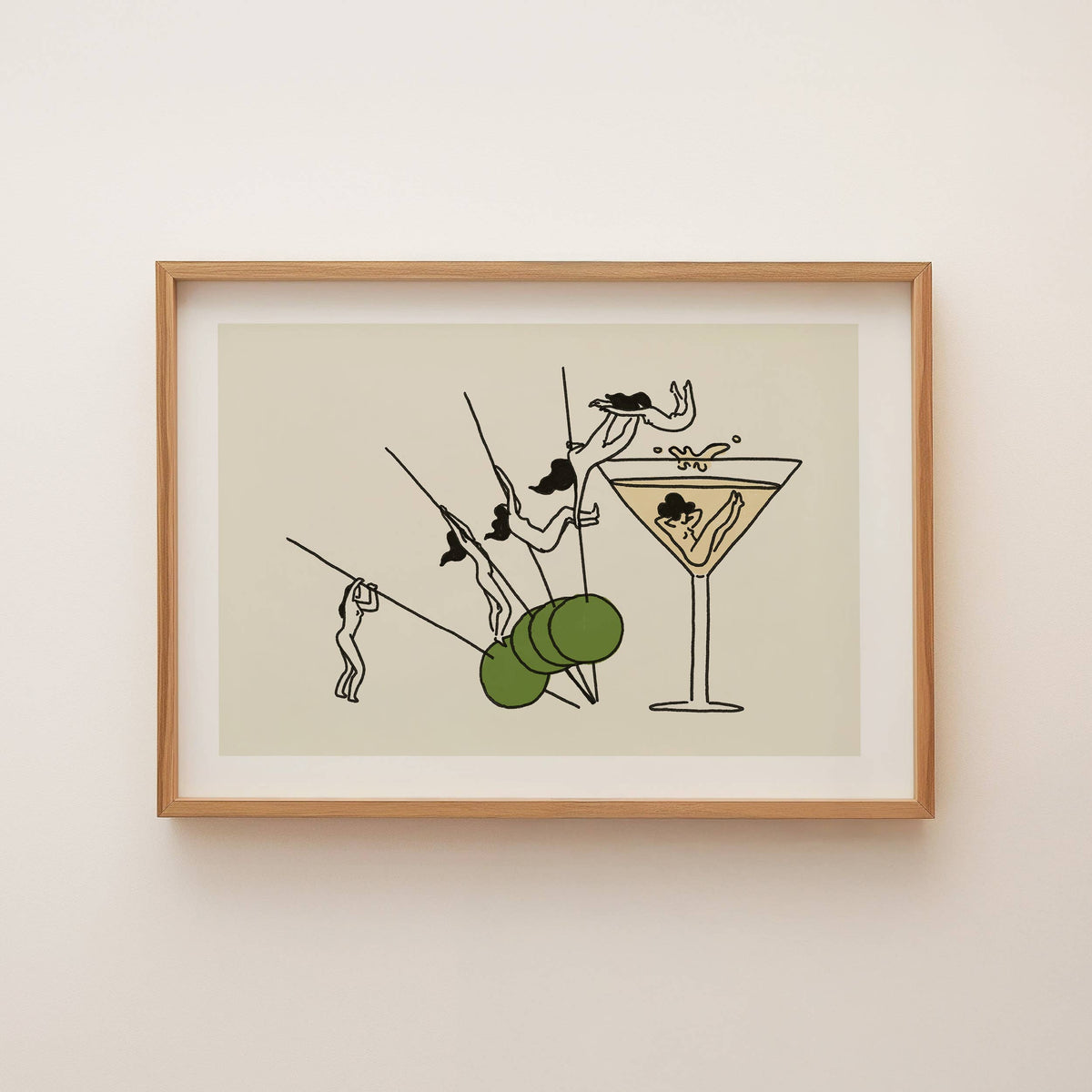 "Pole Vault" Vintage Martini Wall Art Print: Medium