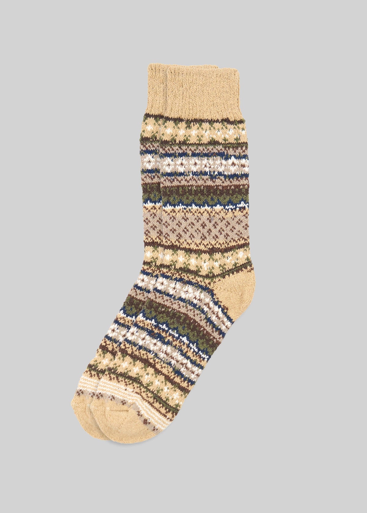 Cotton Fair Isle Sock: Navy (L)