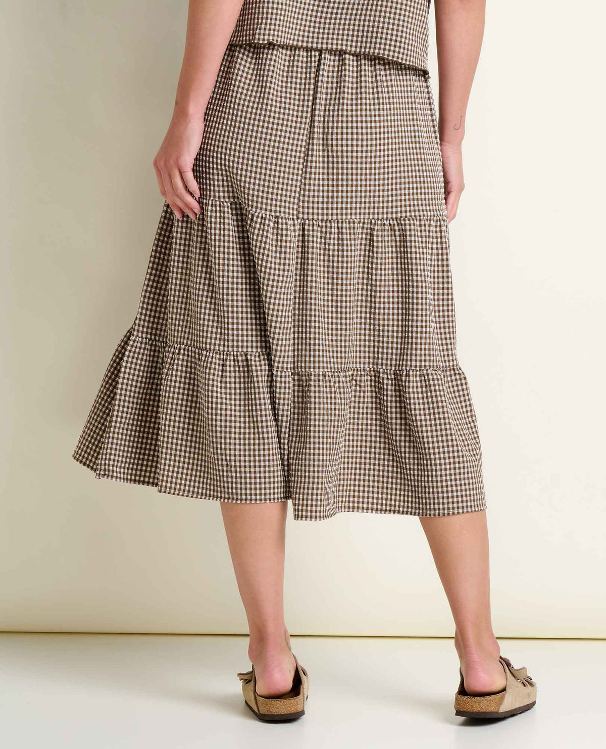Sunkissed Tiered Midi Skirt - Almond Pattern Texture (S26)