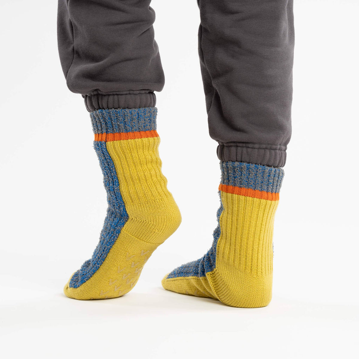 Color Ragg House Socks: Golden Olive Cobalt (S/M)