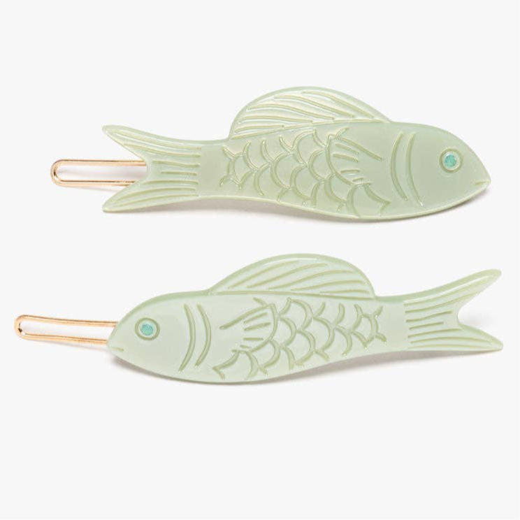 Fish Hair Clip Barrette - Jade Green - Sold Single