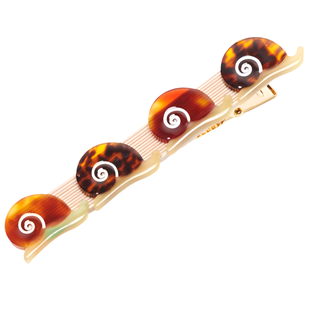 Escargot Snail Neutral Pattern Acetate Alligator Hair Clip