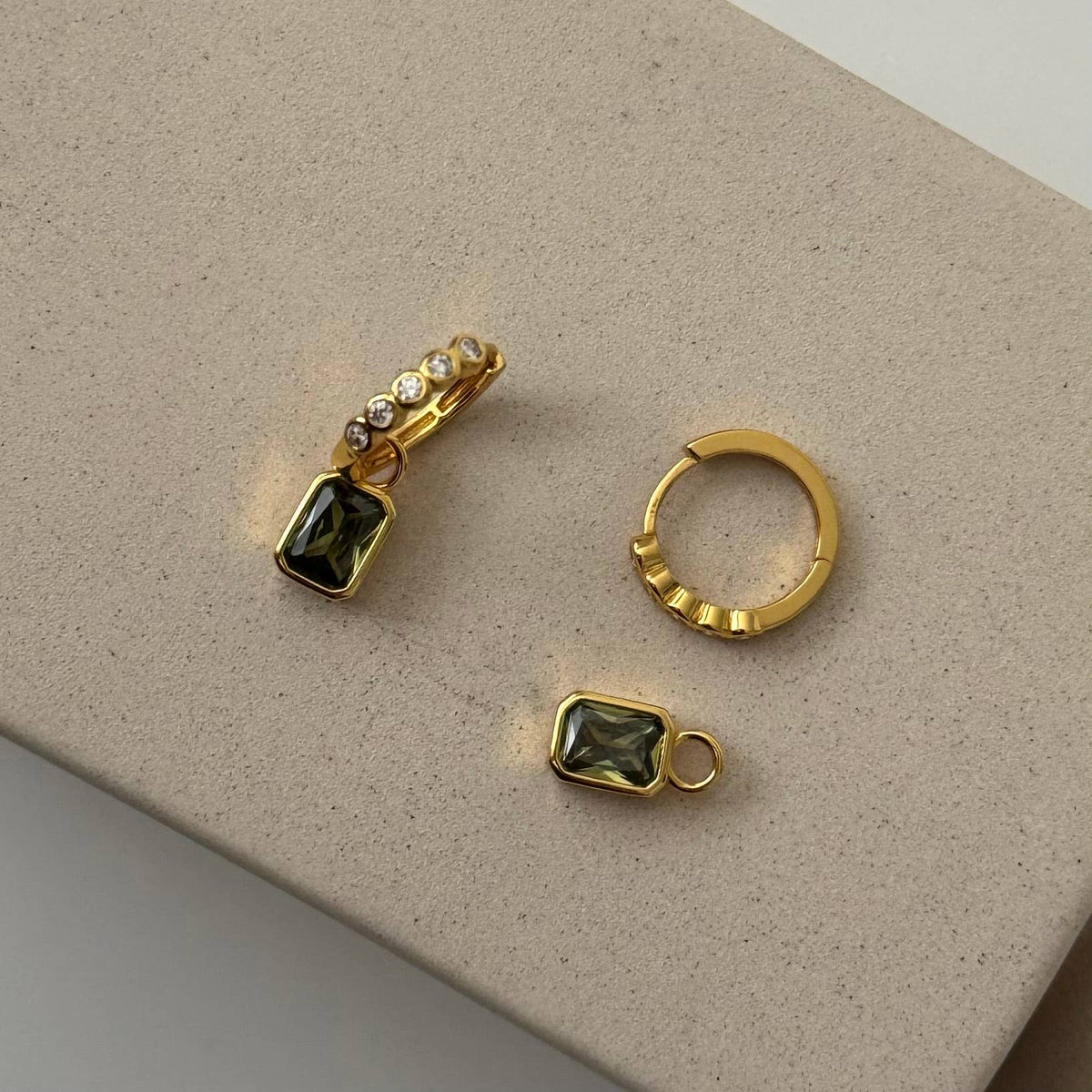 Hoor Drop Earrings- Gold and Olive