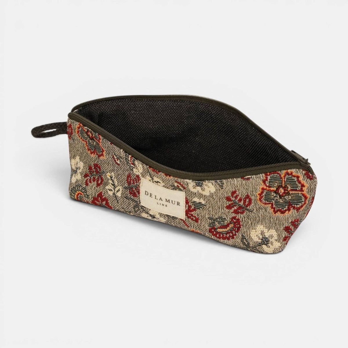 Floral Jacquard Pencil Case – Burgundy & Gray (Nira)