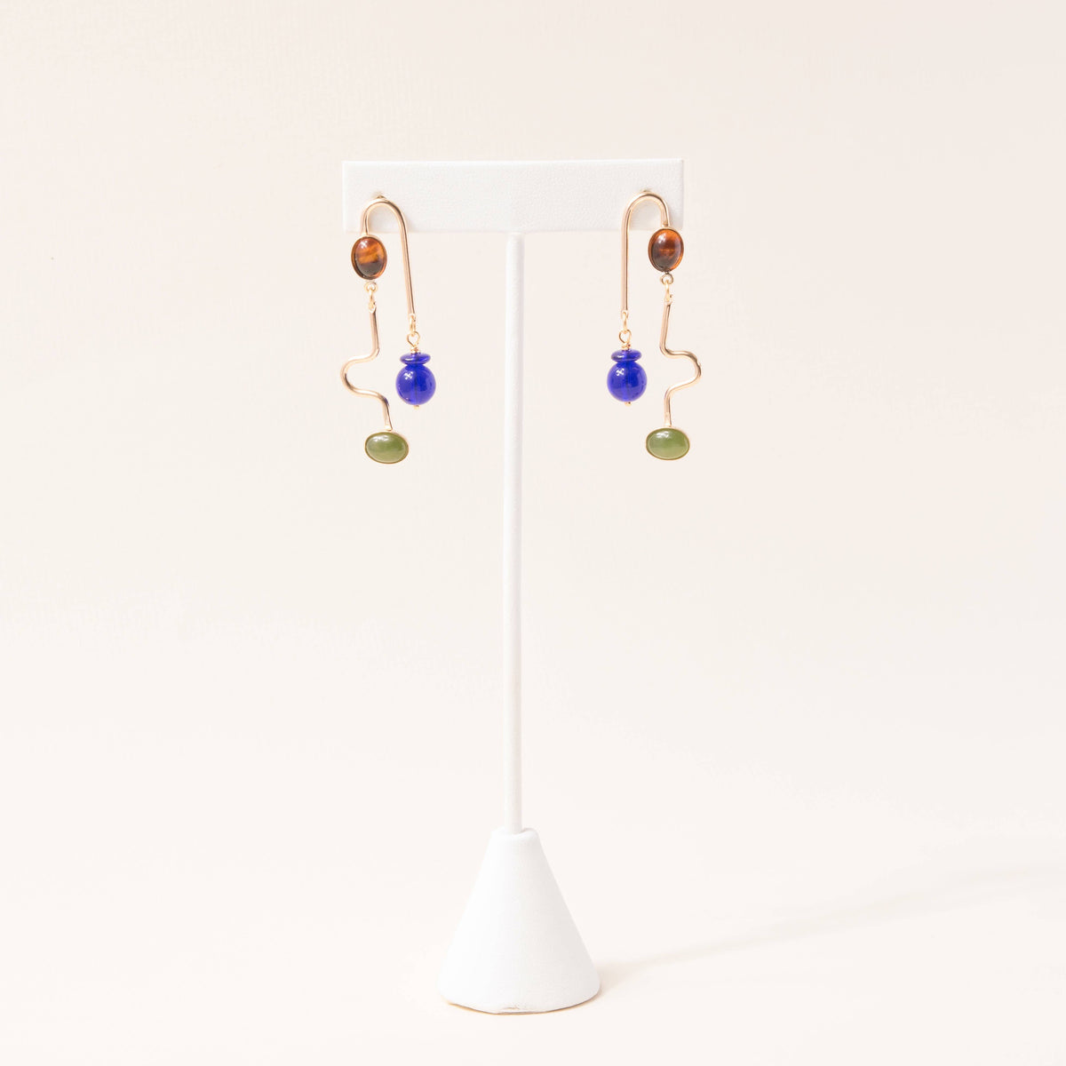 Tortoise, Cobalt, and Jade Rhythm Earrings
