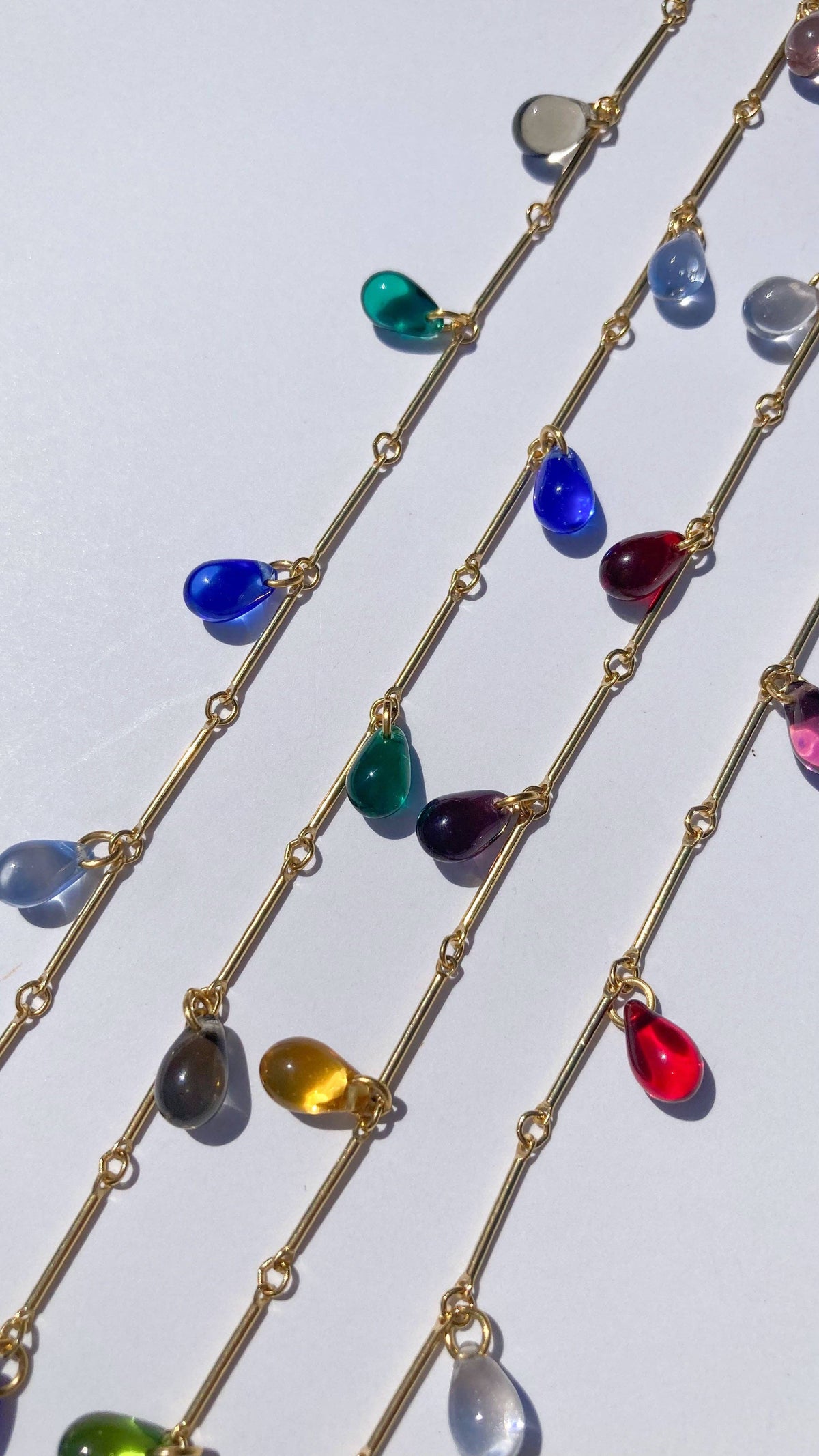 Rainbow Teardrop Necklace / Cool: 16"