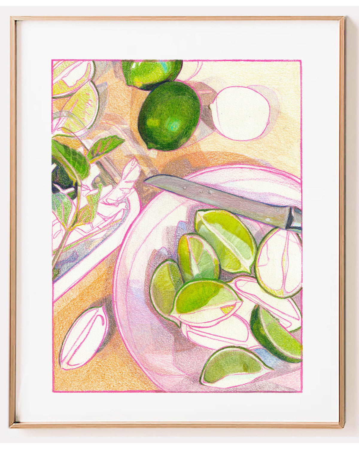 "Limes" Citrus Giclee Wall Art Print: 8x10"