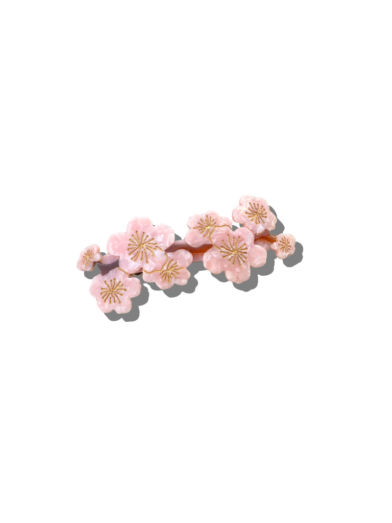 Hand-painted Cherry Blossom French Barrette Hair Clip