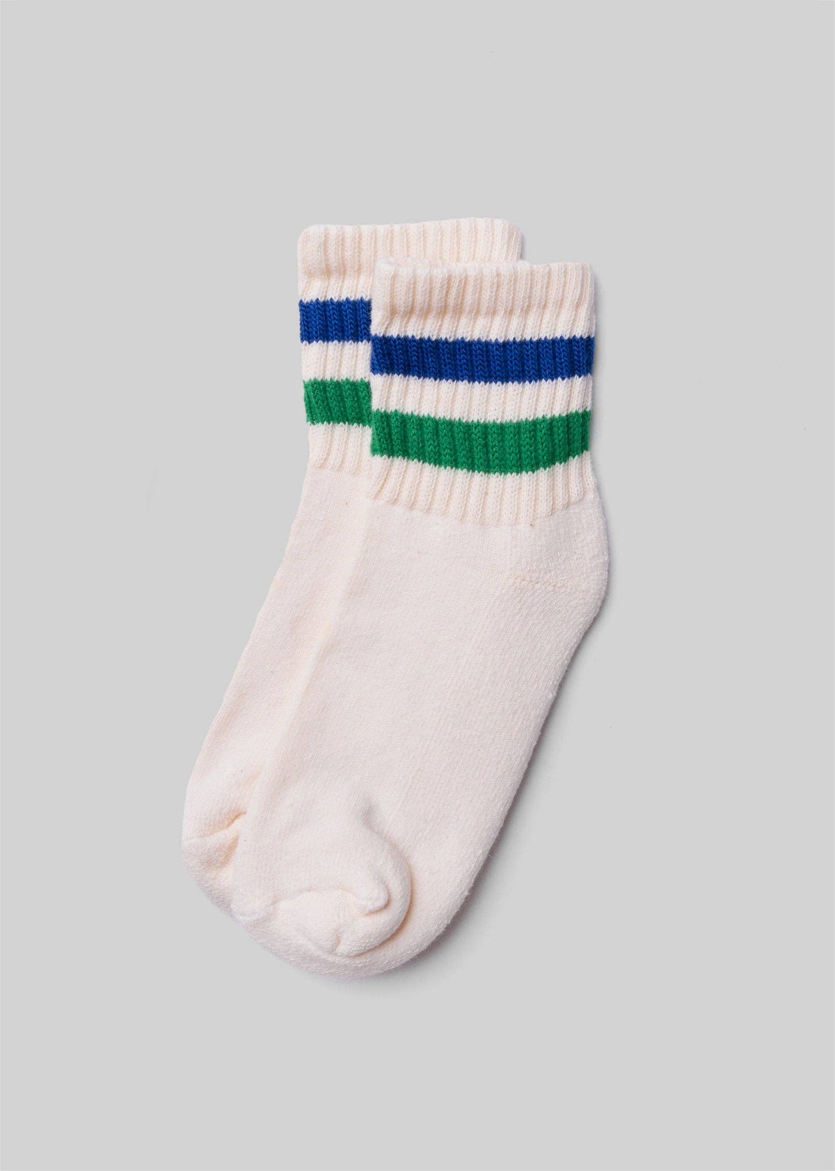 The Retro Stripe Quarter Crew: Kelly green/royal
