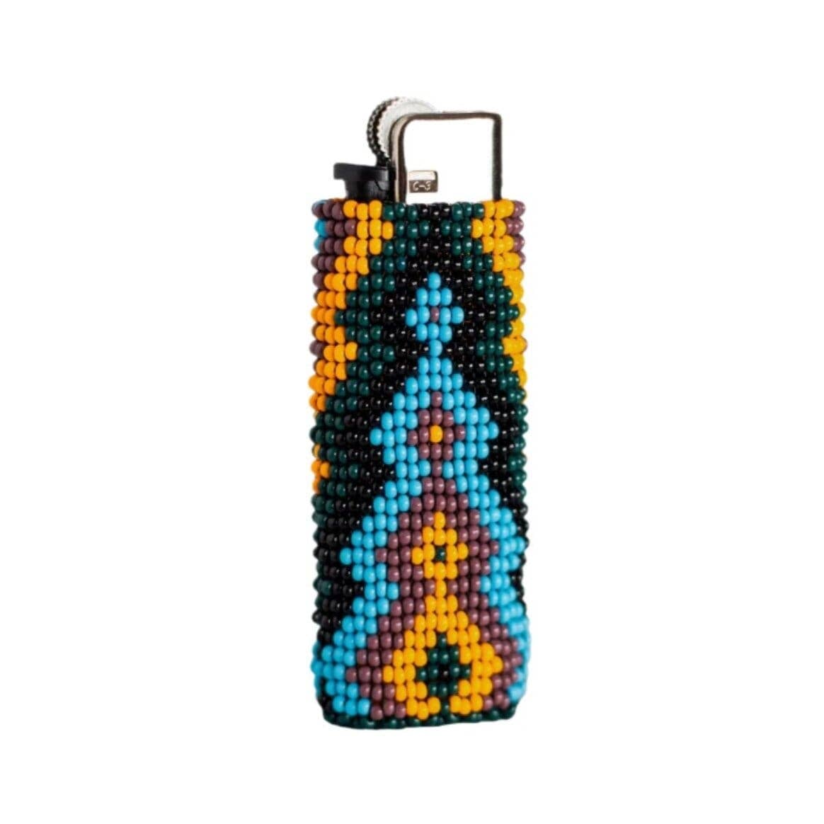 Zig Zag -Beaded Lighter Case with a Bold Angular Pattern