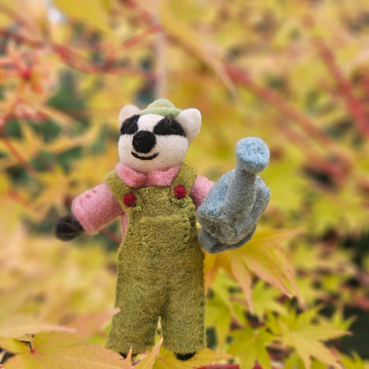 Handmade Felt Gus the Gardening Badger Ornament