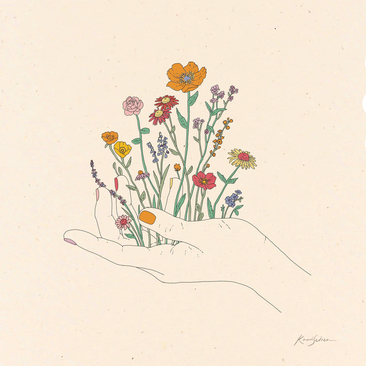 Wildflowers in Hand Art Print: 12" x 12"