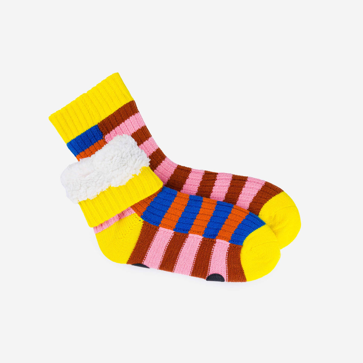 Super Stripe Knit House Socks: Cobalt Flame / L/XL - W 9.5-12.5<br>M 8-11