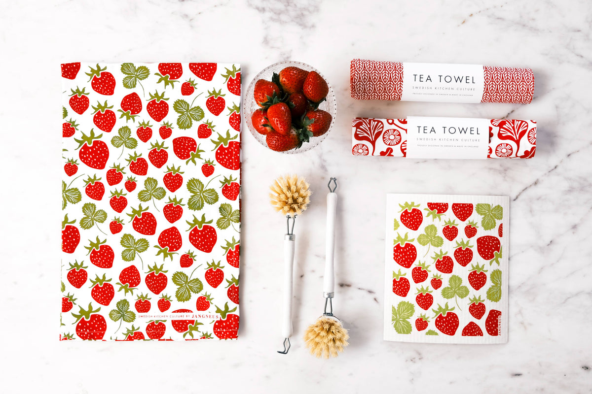 Swedish Dishcloth - Strawberries - Red: Red