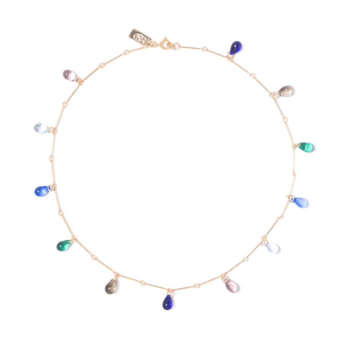 Rainbow Teardrop Necklace / Cool: 16"