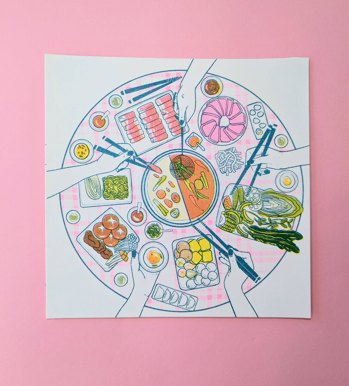 Hot Pot Risograph Print | 8.5"x8.5"
