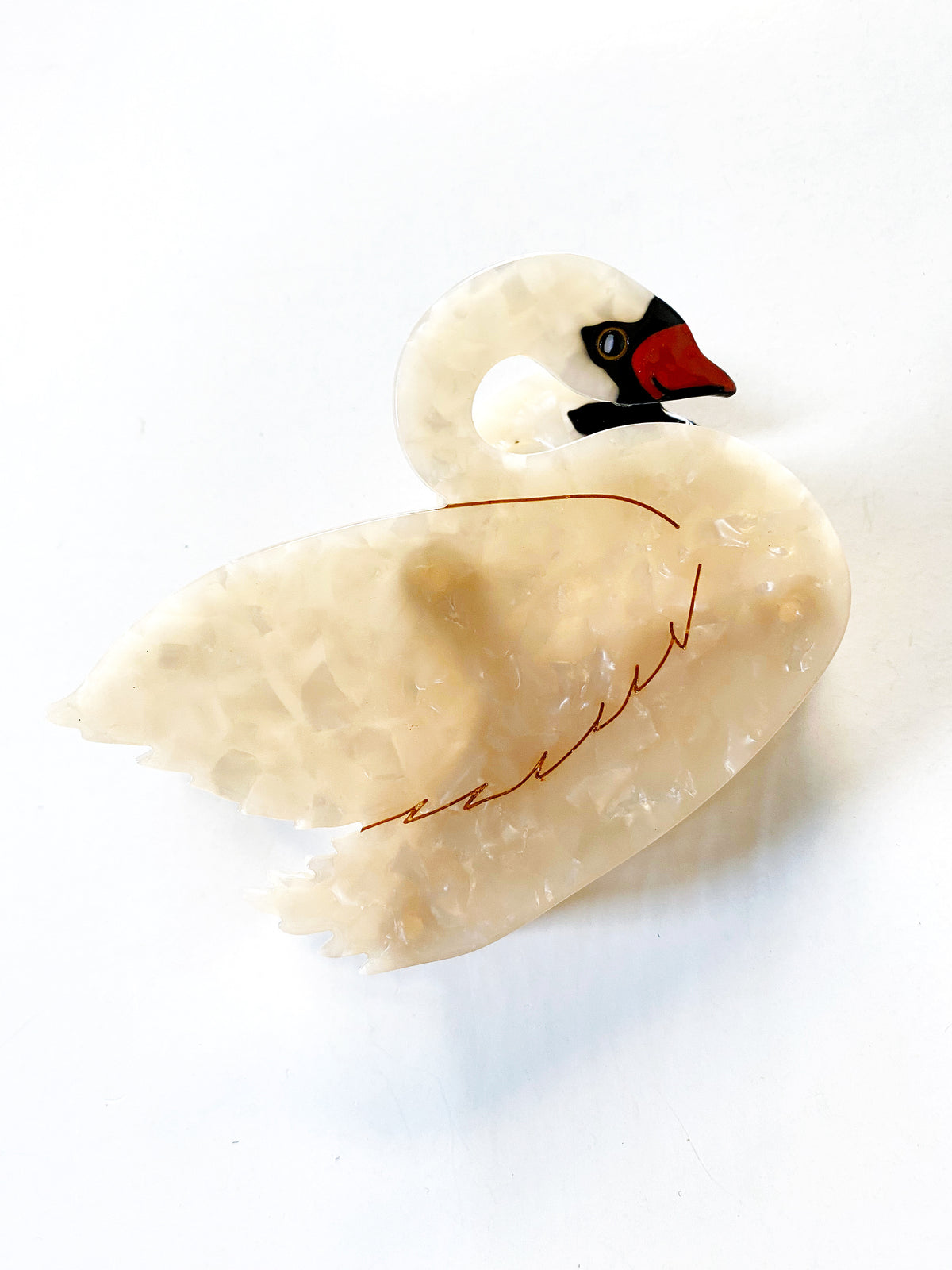Hand-painted Swan Bird Claw Hair Clip - White