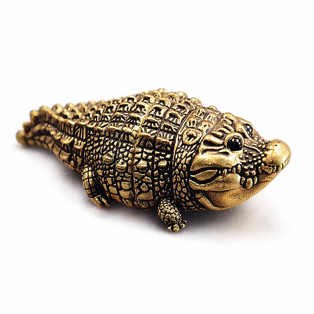 Handcrafted Hollow Brass Crocodile Miniature Figurine