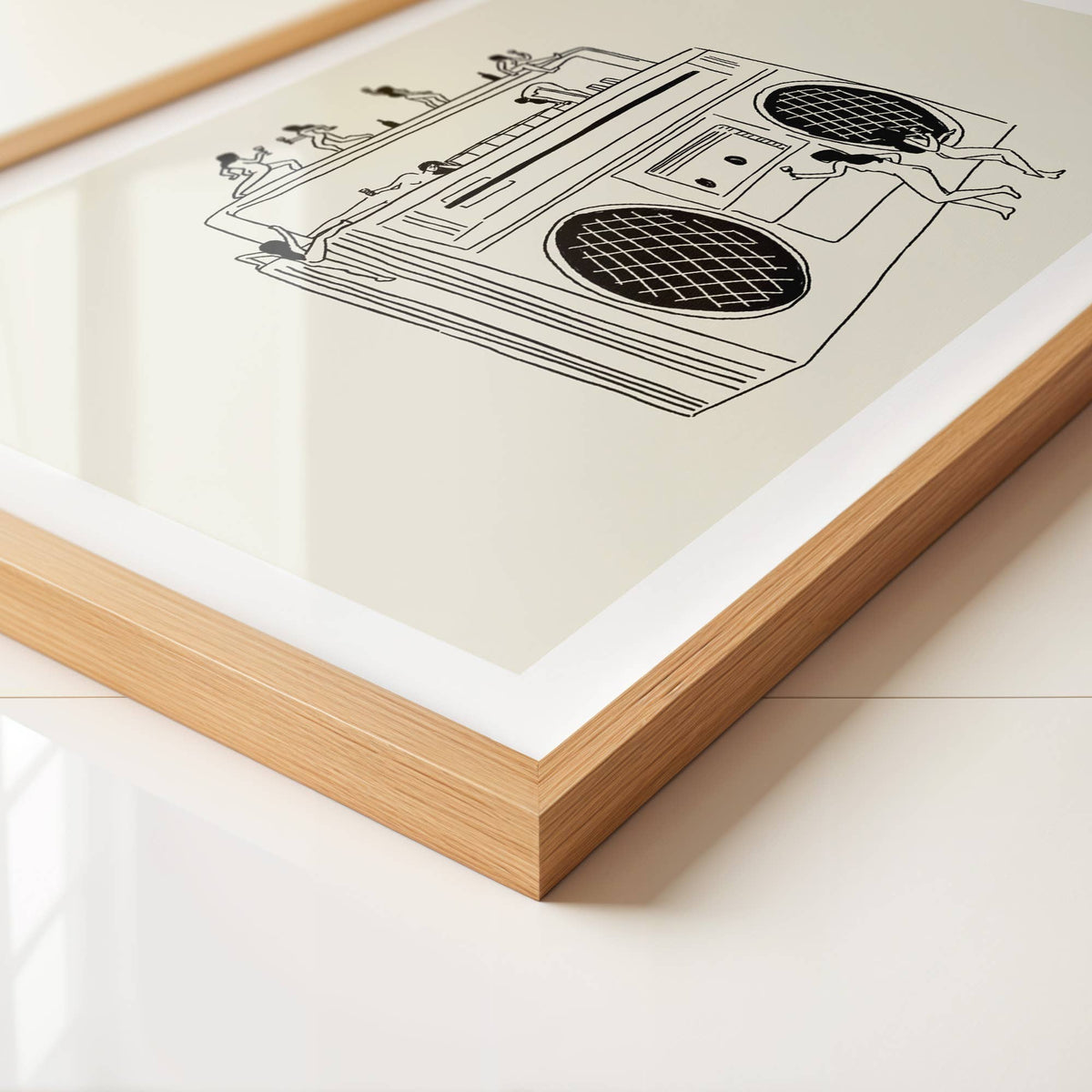 "Boom Box" Vintage Music Illustration Wall Art Print: Medium