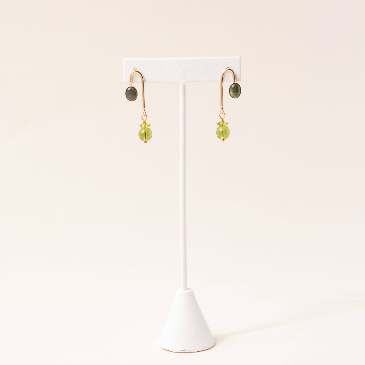 Green Asym Arch Earrings