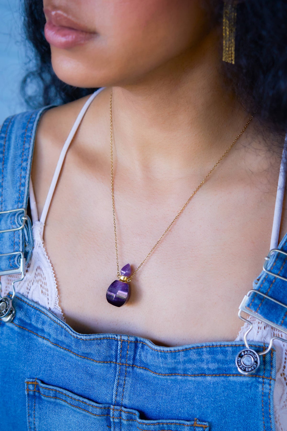 Isla Vessel Necklace - 18K Gold Plated + Gemstone: Amethyst