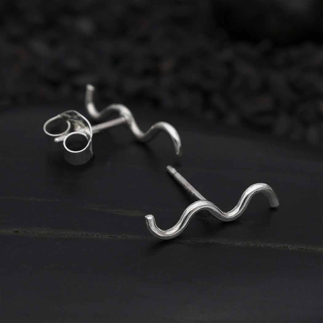 Sterling Silver Squiggle Post SINGLE - 15x3mm
