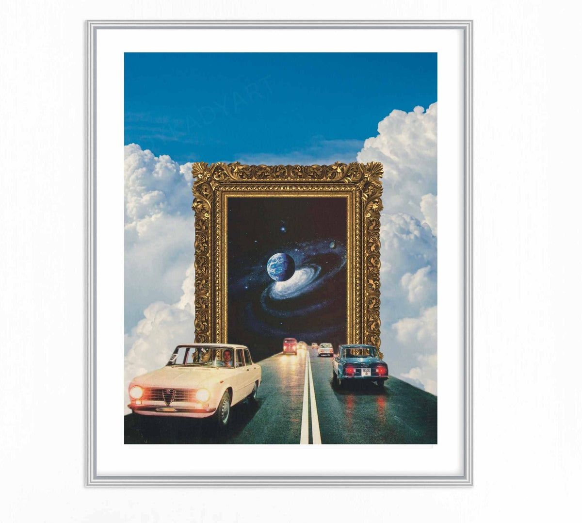 Surreal Vintage Space Collage, Collage Art Print, Surreal