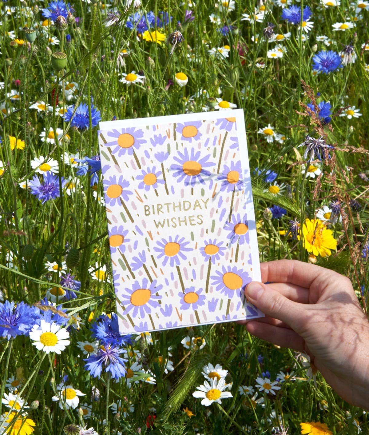 Flower Field Birthday Foiled Greetings Card