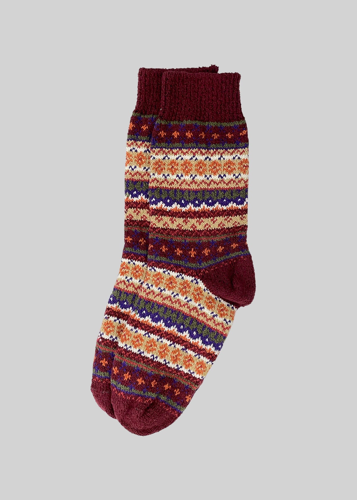 Cotton Fair Isle Sock: Navy (L)