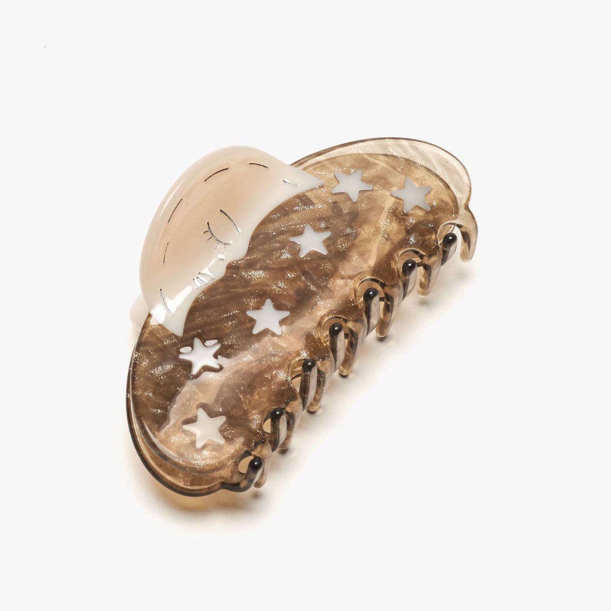 Moon and Stars Claw - Silver Sparkle Acetate Hair Clip