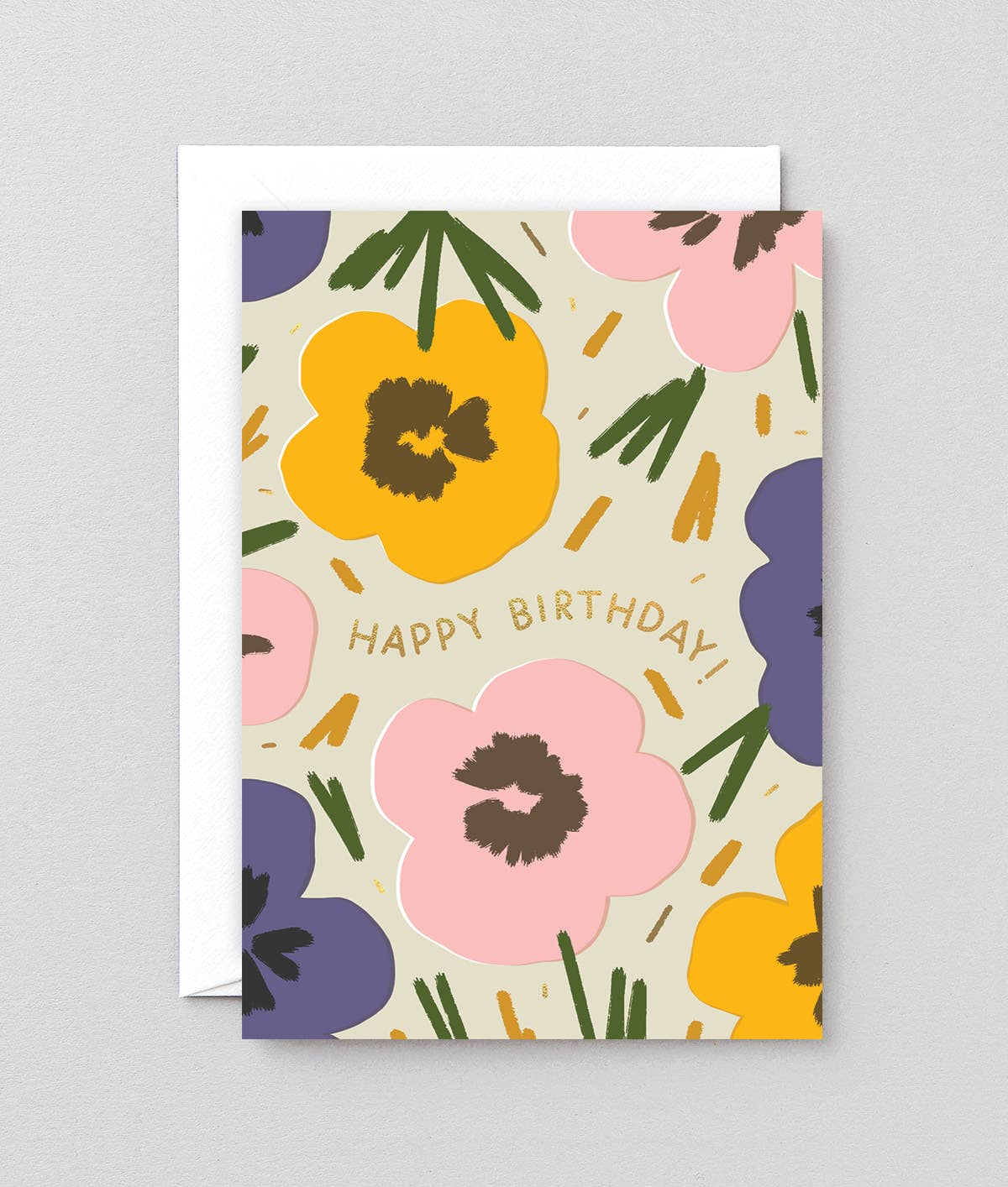 Happy Birthday Flowers&#39; Foiled Greetings Card