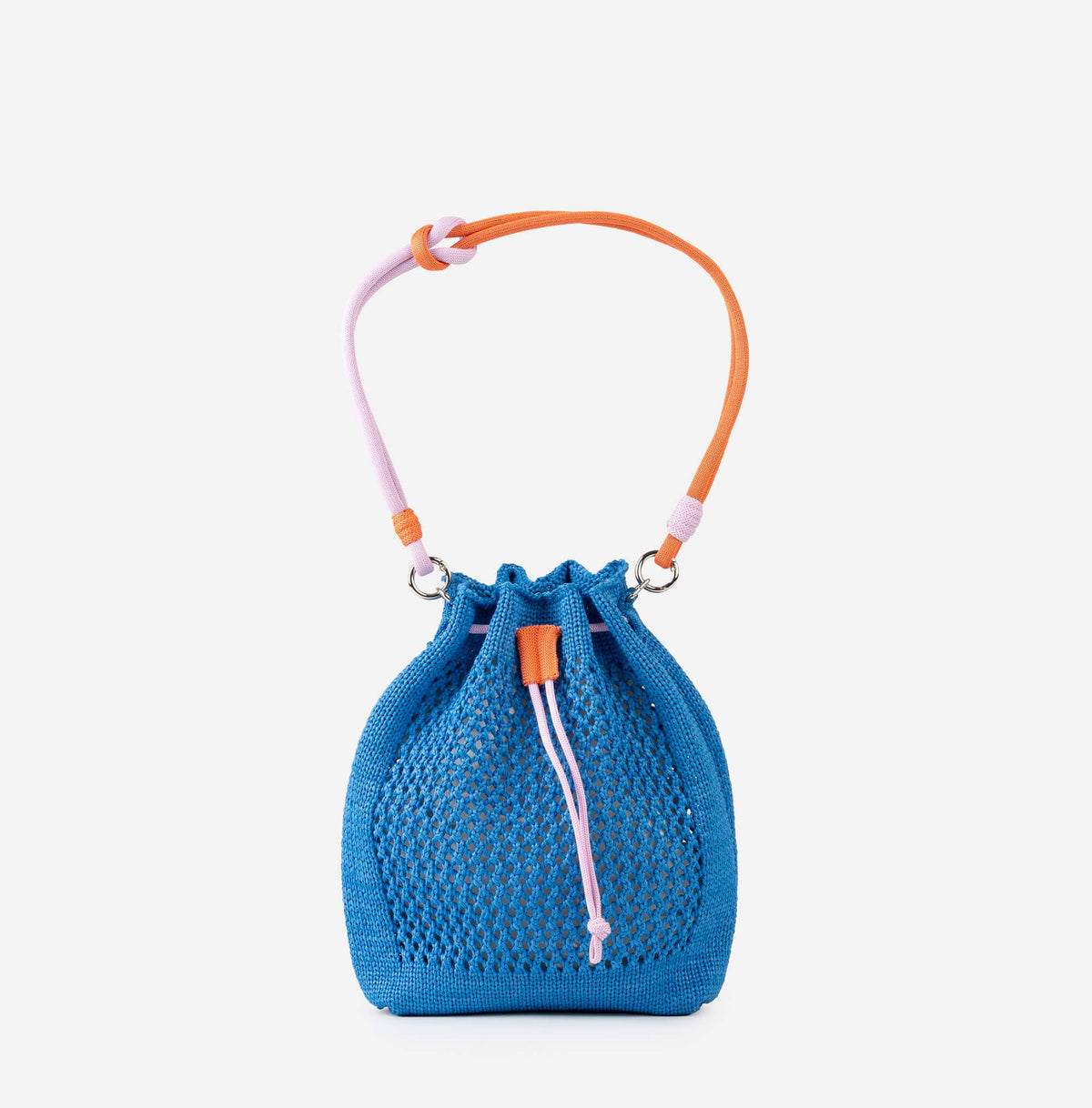 Drawstring Raffia Mini Bag: Cobalt