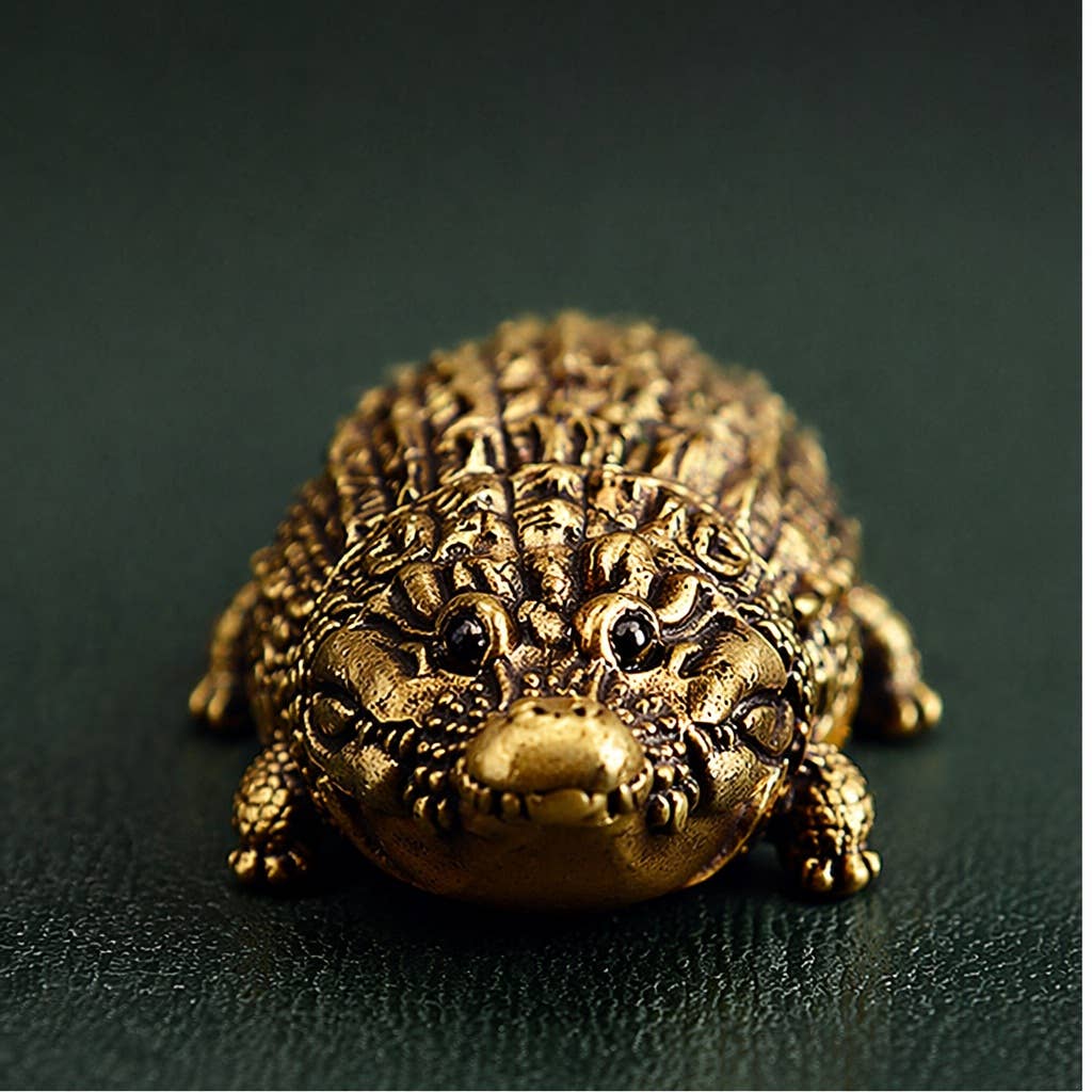 Handcrafted Hollow Brass Crocodile Miniature Figurine