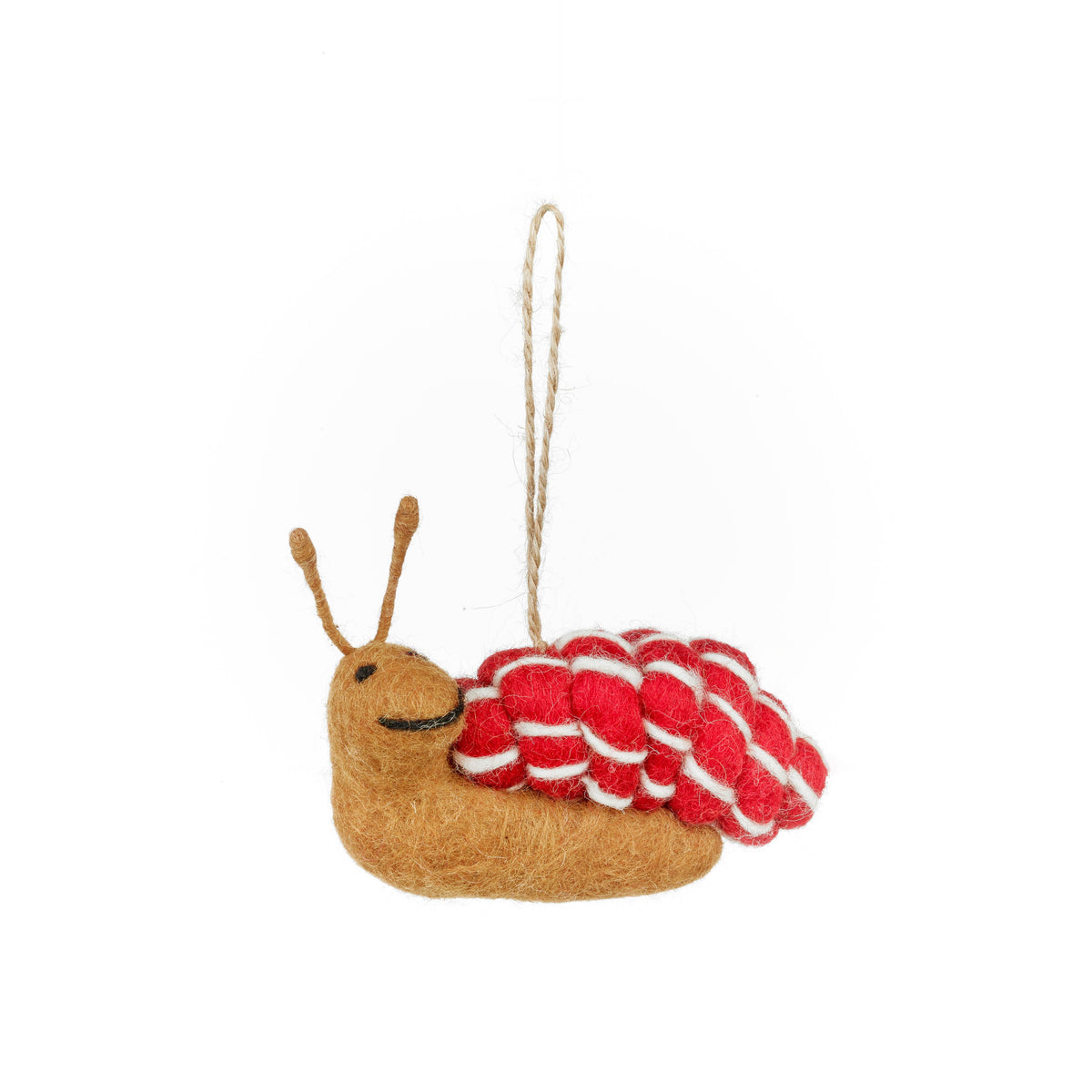 Handmade Felt Candy Cane Snail Christmas Ornament