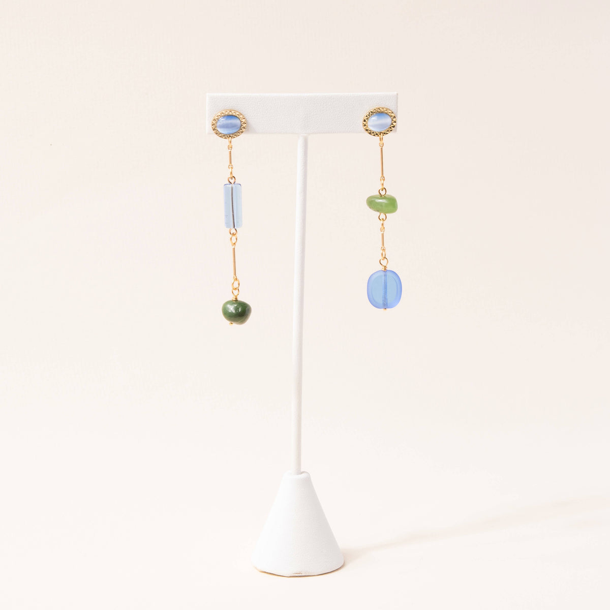 Jade Glass Mismatched Composition Earrings