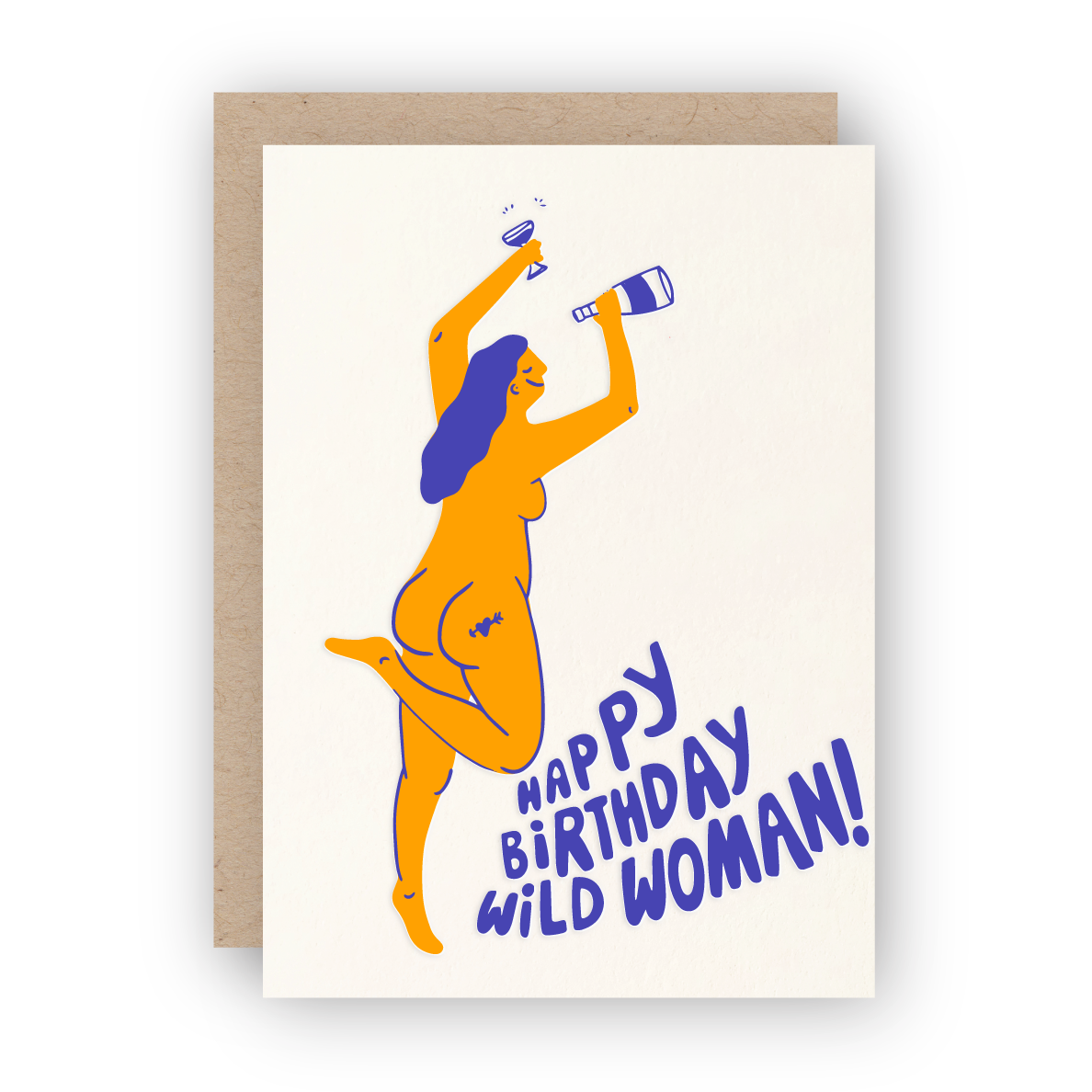 Happy Birthday Wild Woman Letterpress Greeting Card