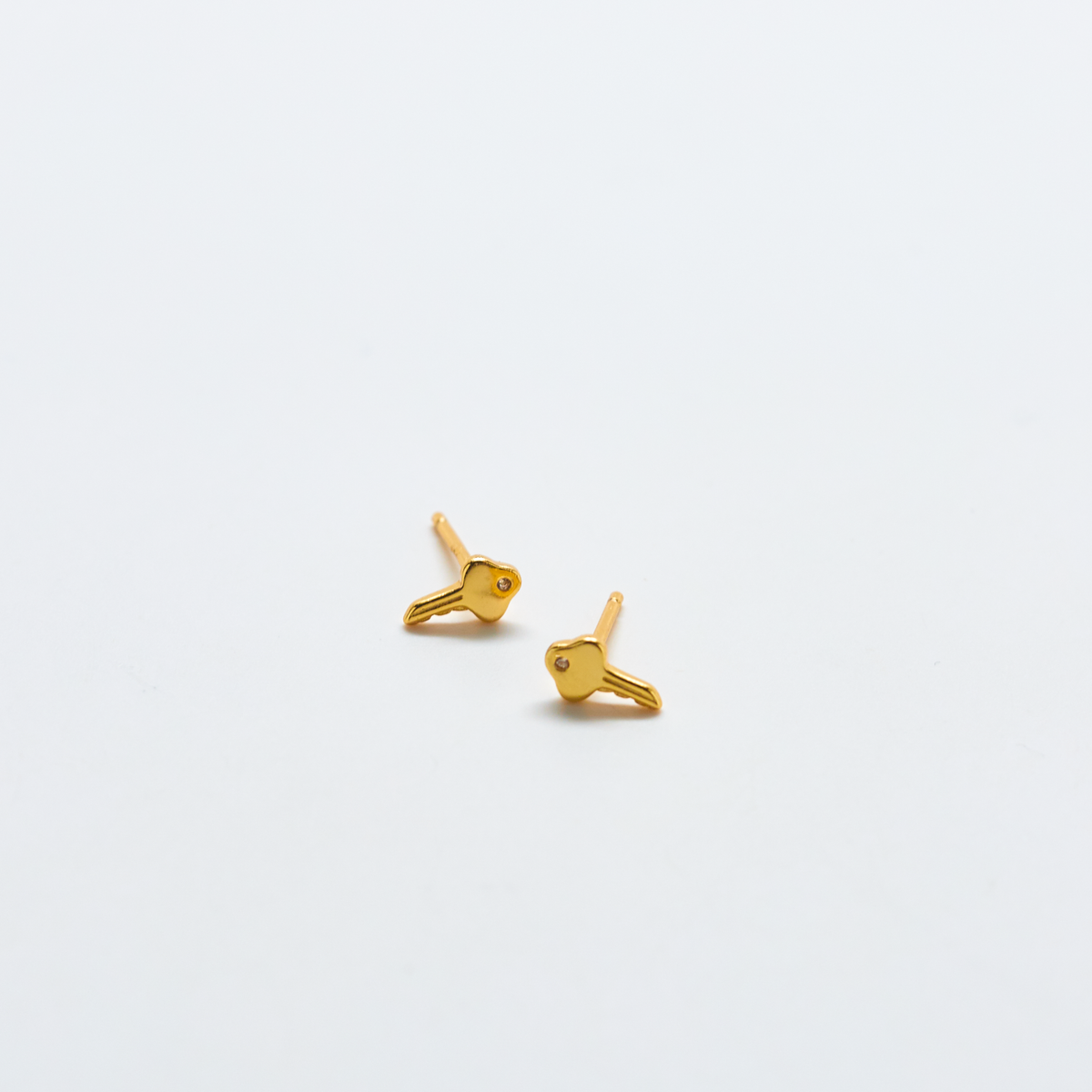 Gold Vermeil Pavé Cubic Zirconia Key Stud Earring - SINGLE