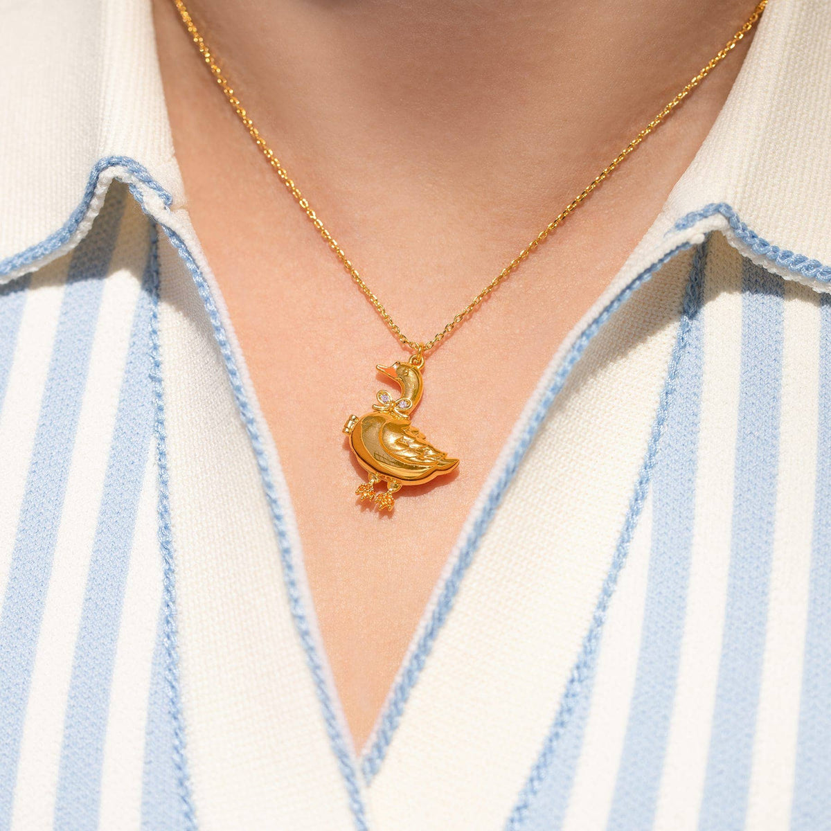 Mother Goose Locket Necklace: Gold