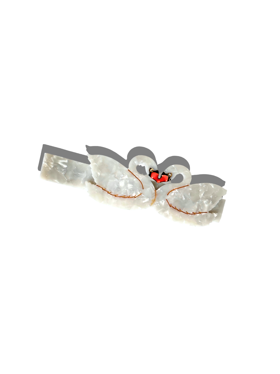 Hand-Painted Double Swan Lay Down Hair Clip