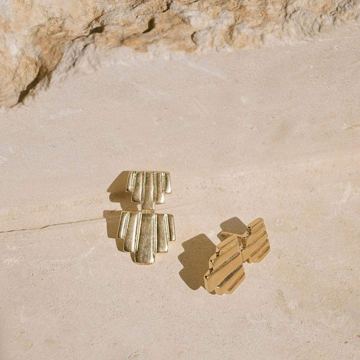 Empire Deco Earrings: Gold
