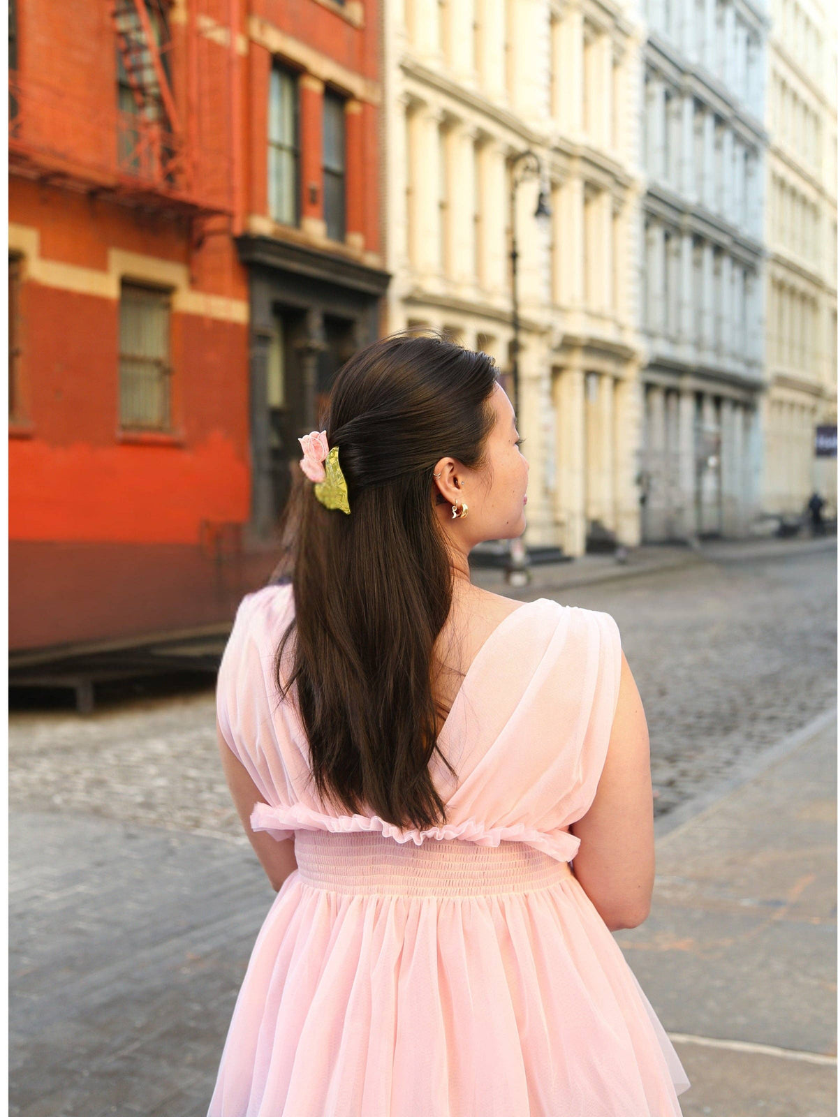 Hand-painted Vintage Tulips Claw Hair Clip | Eco-Friendly: Pink