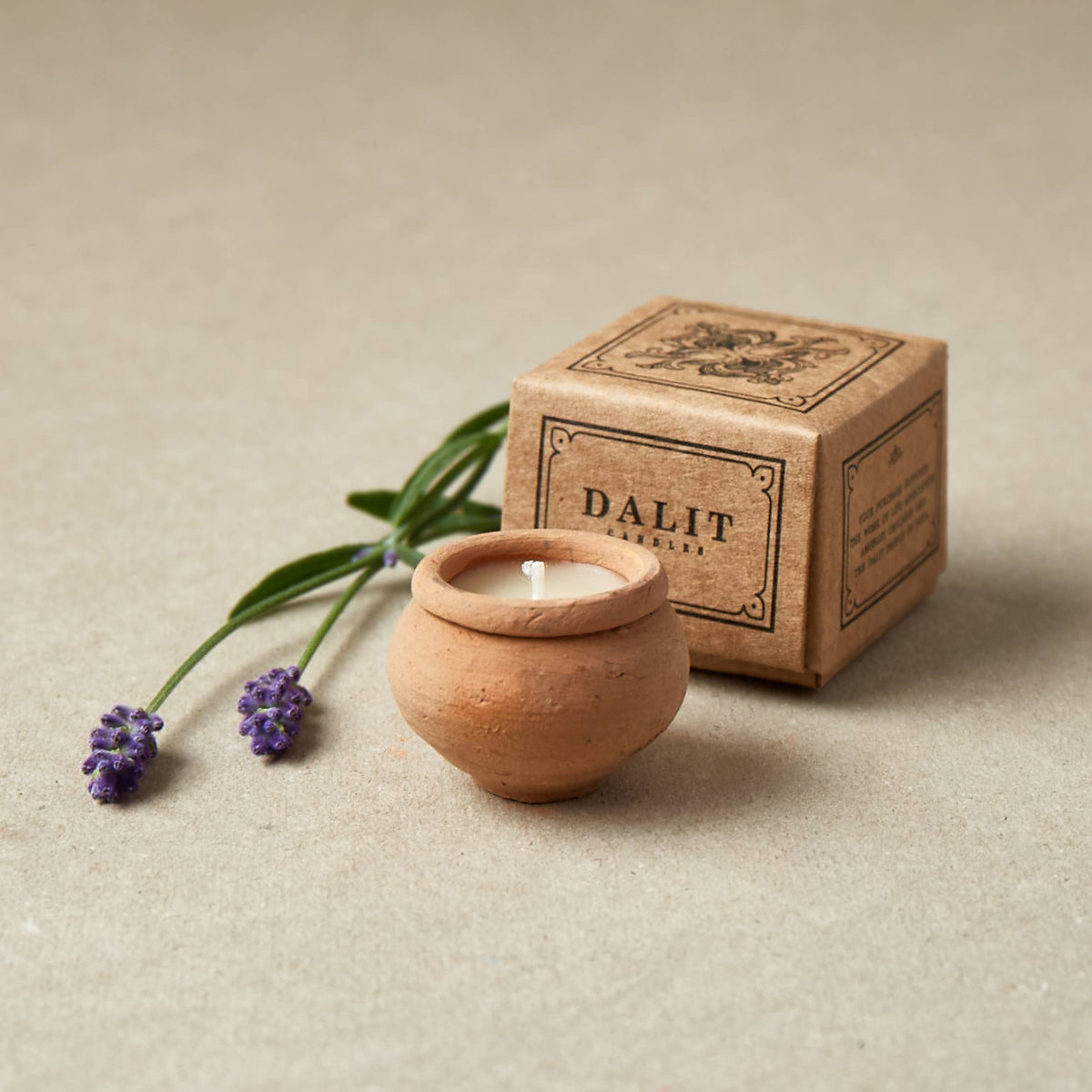 Handmade Terracotta Beeswax Clay Tea Light Candle | Rahul: Floral