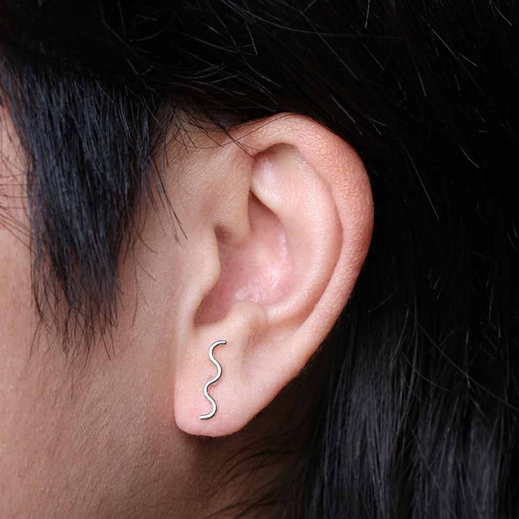 Sterling Silver Squiggle Post SINGLE - 15x3mm