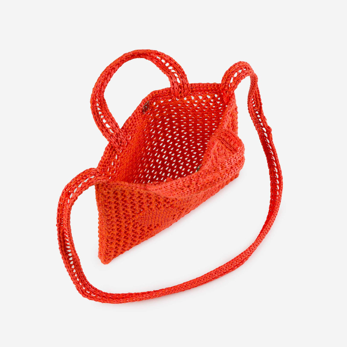 Flower Mini Raffia Tote: Poppy